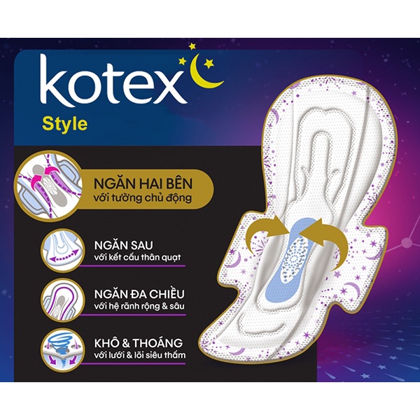[Bịch 4 miếng] Băng vệ sinh Kotex Style Siêu Ban Đêm 28cm