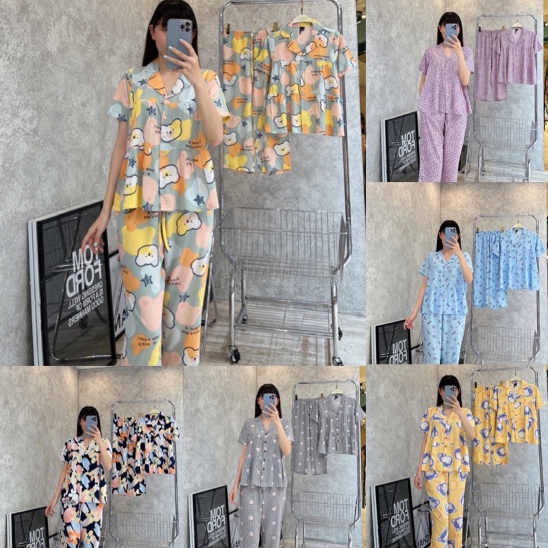 Bộ lanh Pijama,đồ bộ tole nữ quần 8 tấc áo babydoll F21 VNXK