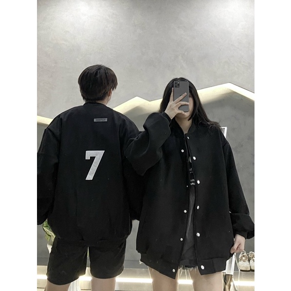 Bomber dạ hoạ tiết bomber tay da có thêu sau lưng 7