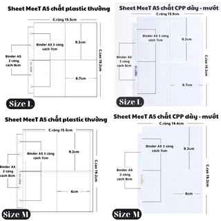 Sheet a5 meet yx 1 mặt binder a5 2 hoặc 3 còng trang đựng ảnh