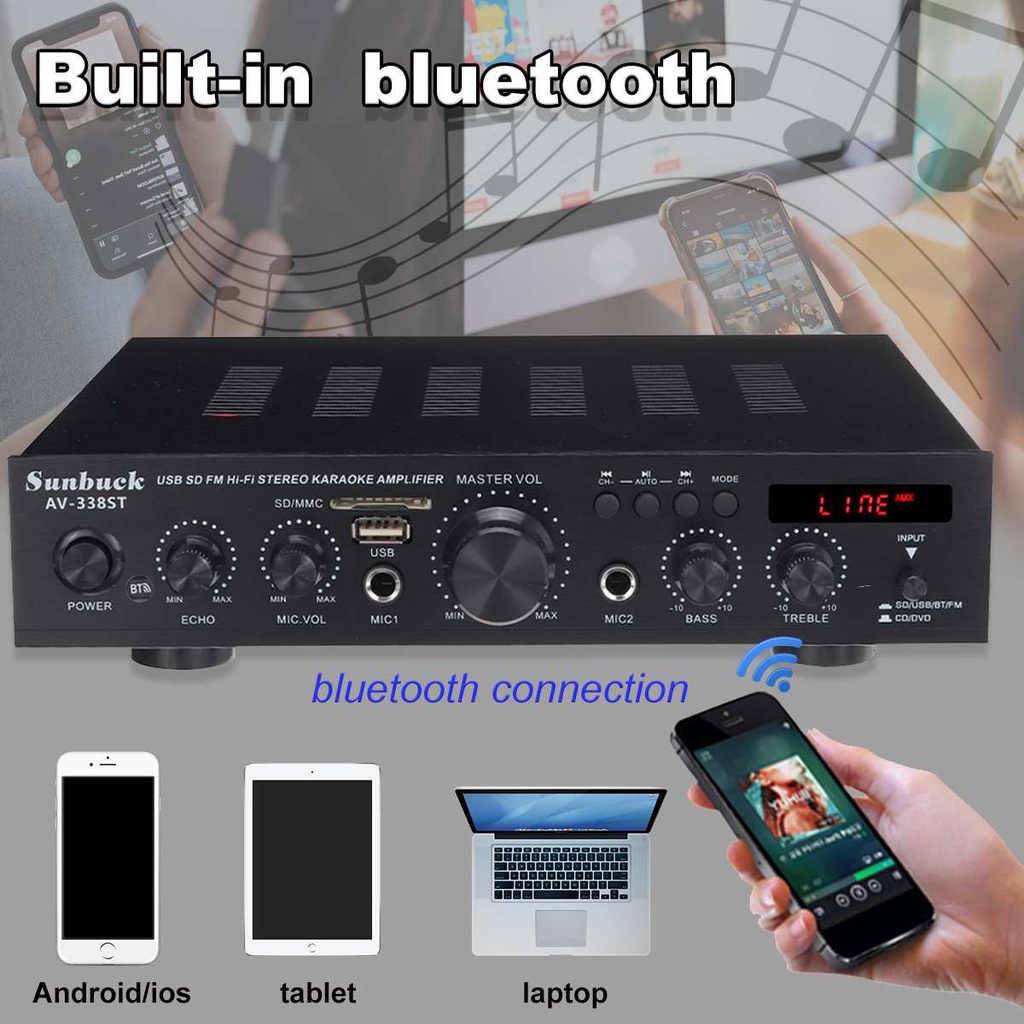 Amply karaoke SUNBUCK AV-338ST - Hàng chính hãng - Công suất cao, HIFI kỹ thuật số âm thanh stereo loa vali 5 kênh