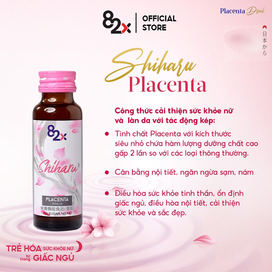 82X Combo 5 chai Nước uống Placenta Shiharu làm đẹp da đến từ Nhật Bản 50ml/lọ.