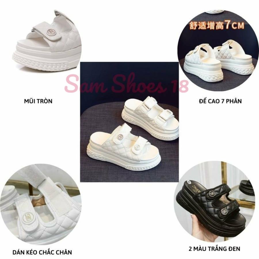 Dép Bánh Mì Nữ Đế Xuồng 7cm Độn Đế Cao, 2 Quai Ngang Khóa Dán, Các Màu Thời Trang Đi Chơi Hot Hàng Đẹp Loại 1 Nhẹ