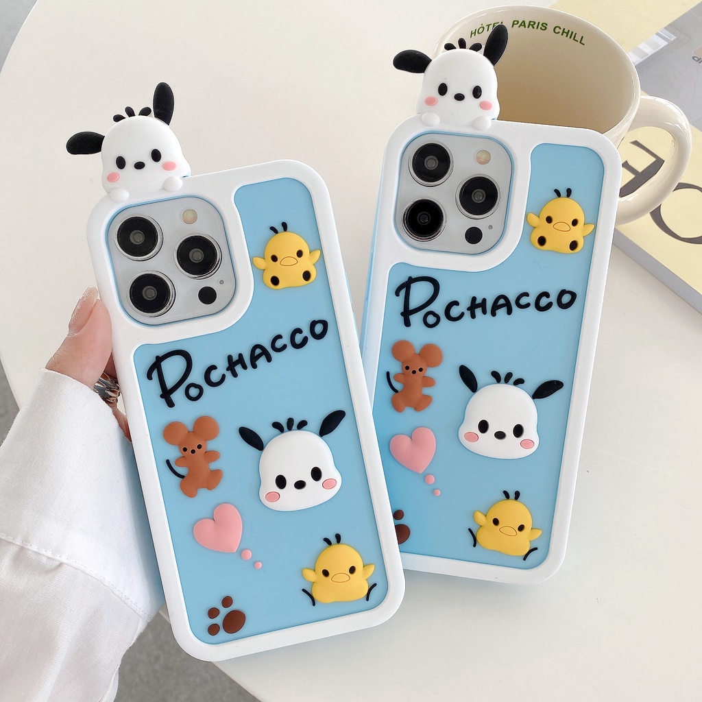 Ốp Điện Thoại Tpu Dẻo Họa Tiết Hoạt Hình Chú Chó Tai To 3D Dễ Thương Cho iPhone 14 13 12 11 Pro Max Plus