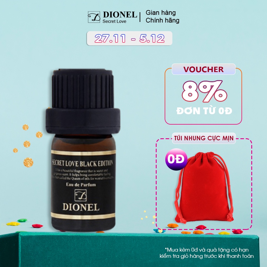 Nước Hoa Vùng Kín Dionel Secret Love Original Black Edition Inner Perfume Hương Hoa Hồng Ngọt Ngào Lãng Mạn 5ml