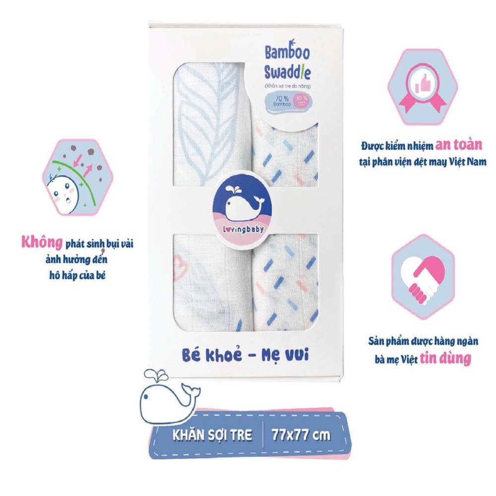 Khăn đa năng sợi tre Lovingbaby Set2 ( 77x77cm )