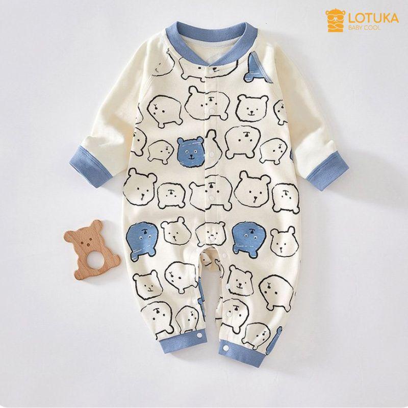 Bodysuit Dài Tay Cotton 100% Xịn Mịn, Bộ Liền Thân Thu Đông Cho Bé 3-12kg