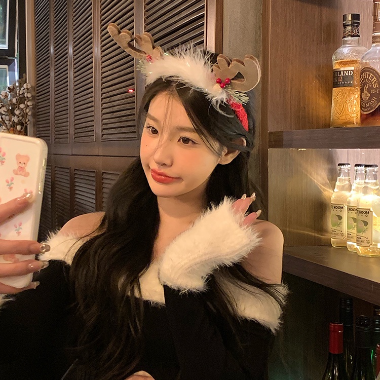 Băng Đô Cài Tóc Hình Sừng Tuần Lộc Giáng Sinh Siêu Nữ Tính