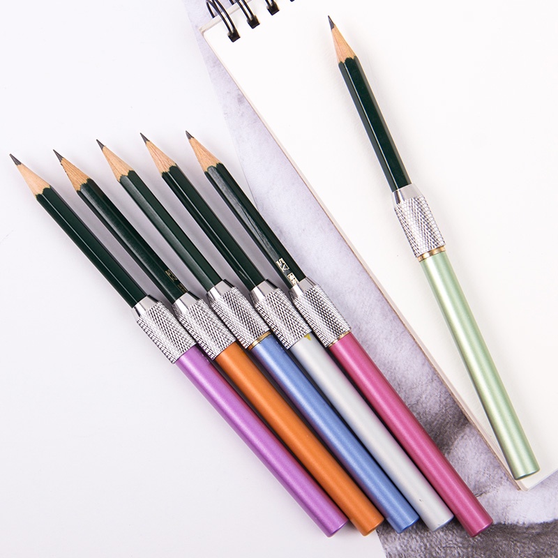 1 X Dụng Cụ Nối Dài Bút Chì Vẽ 6 Màu Bằng Kim Loại 10.5 * 0.8cm