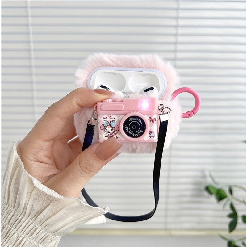 Vỏ Bảo Vệ Hộp Sạc Tai Nghe Airpods Pro 2 / Airpods 3 / 2 / 1 Hình Máy Ảnh My Melody Hoạt Hình Dễ Thương Kèm Móc Kim Loại