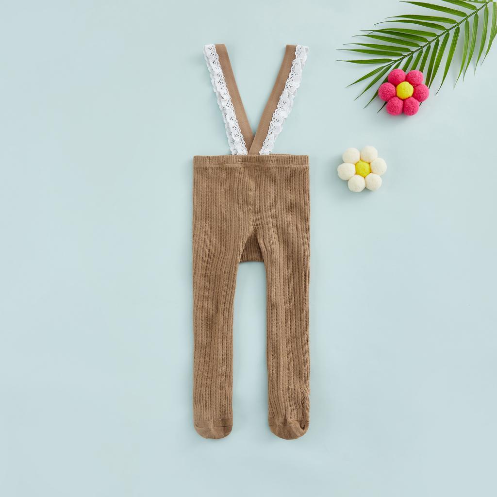 Aqq-quần Tất Dệt Kim Eo Cao Phối Ren Trơn Cho Bé Gái