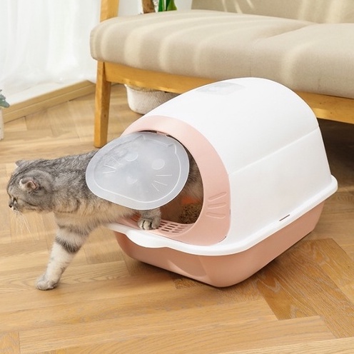 Nhà vệ sinh cho mèo có nắp đậy - Khay chậu cát vệ sinh cho mèo tiện lợi