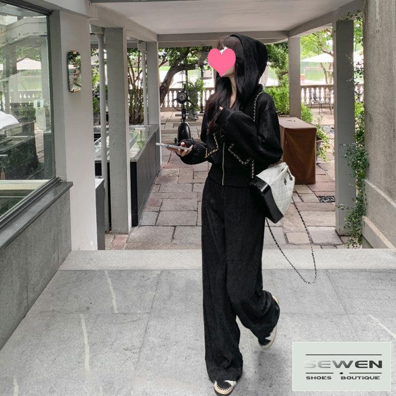 Set Áo Thun Và Quần Ống Rộng Phong Cách Muối Cao Cấp Mùa Xuân Thu Cho Nữ Yujie Influencer