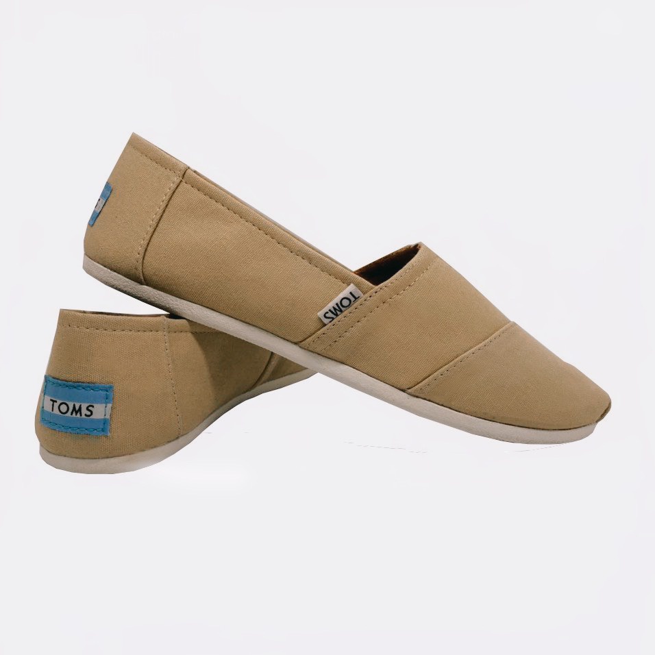 Giày toms nam màu be 2023 đế cao su, giày slip on nam, giày lười vải nam đế cao su đúc.