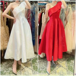 Đầm xoè dự tiệc lệch vai kết bèo sang trọng