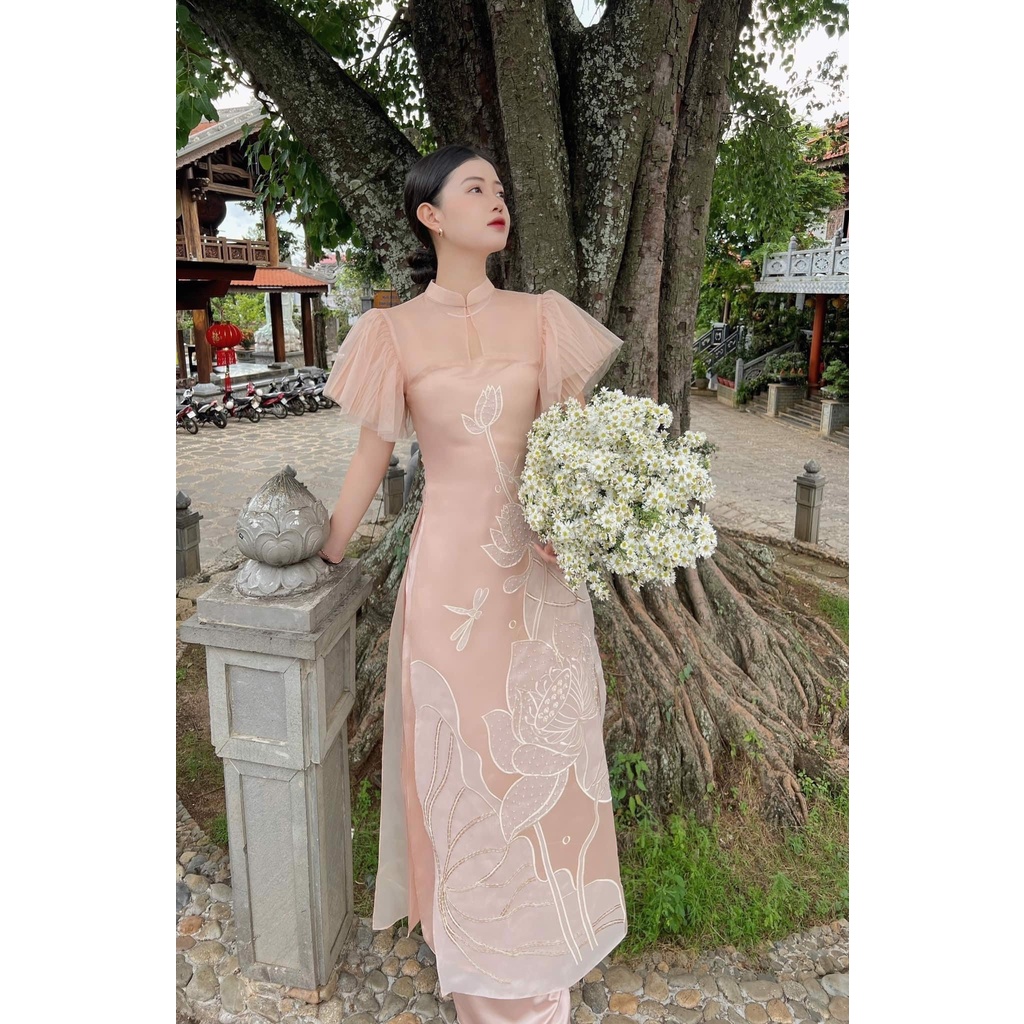 Áo dài thiết kế cách tân chất vải Organza cao cấp