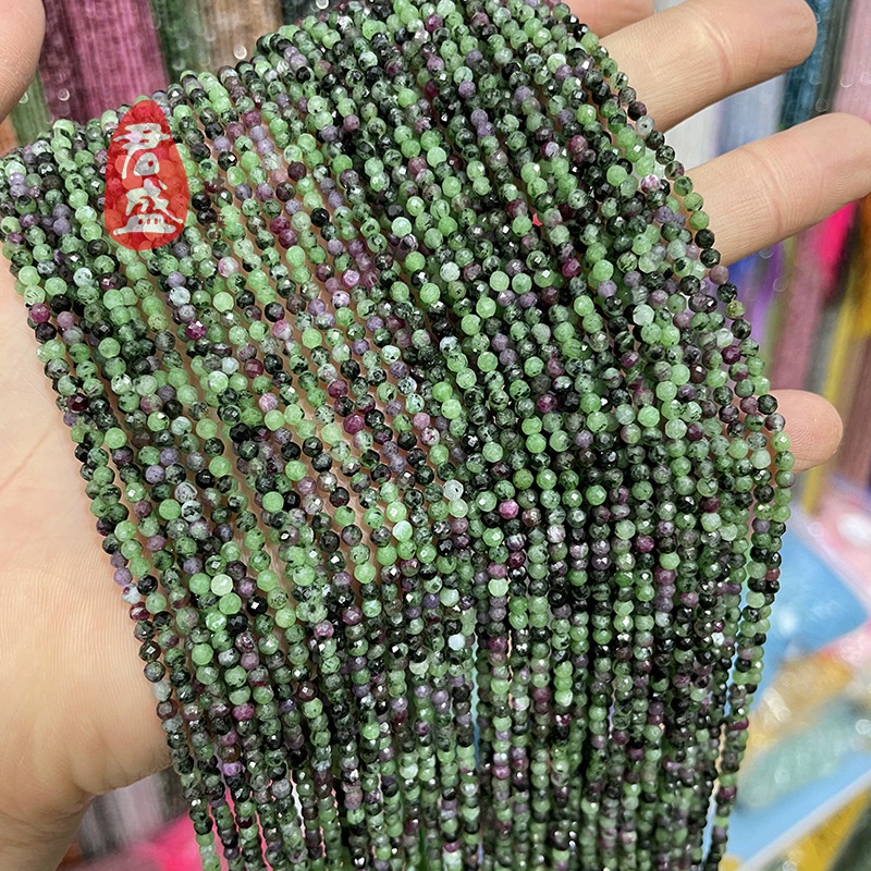 Chuỗi Hạt Đá rubyzoisite Đỏ Xanh Lá Tự Nhiên Dùng Làm Trang Sức DIY