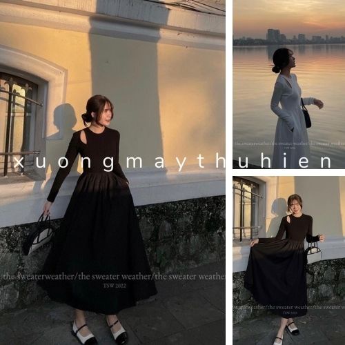 Đầm tiểu thư dự tiệc dáng dài style ulzzang xuongmaythuhien