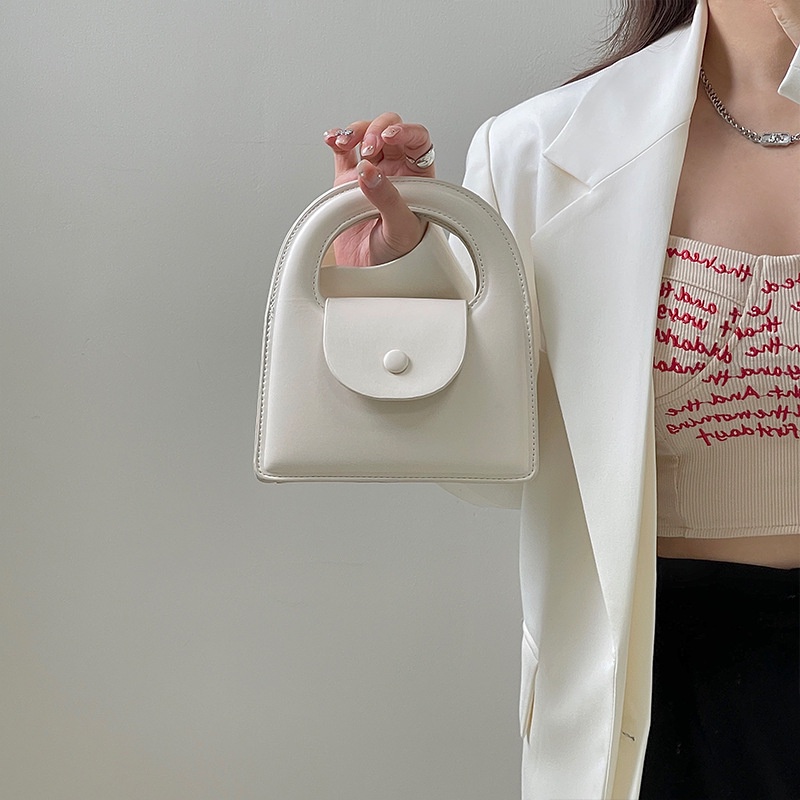 Túi Đeo Chéo Dây Xích Dạng Tròn Nhỏ Màu Sắc Trơn Dành Cho Nữ