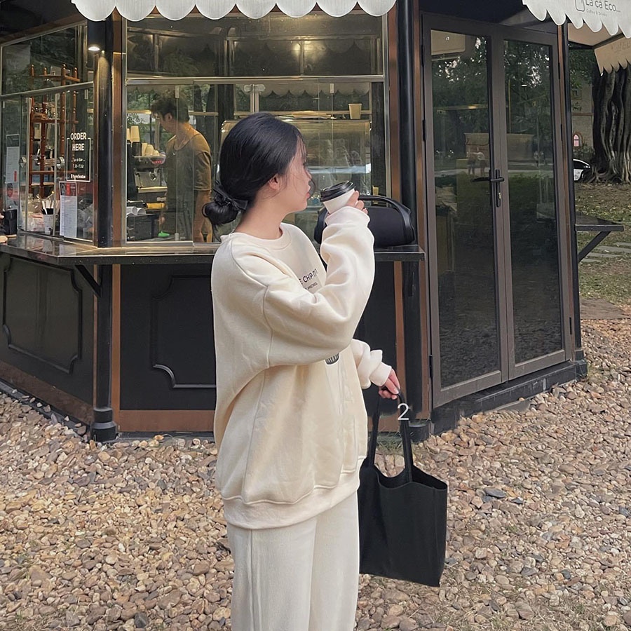 Áo Nỉ Bông Form Rộng Họa Tiết Hình Bánh Hàng Quảng Châu M86039-Vin_store168