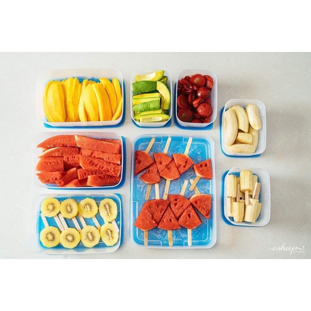 Bộ hộp nhựa đựng thực phẩm tủ lạnh Tupperware set 6 ngăn đông xếp chồng gọn gàng sạch sẽ kín khí bảo hành trọn đời