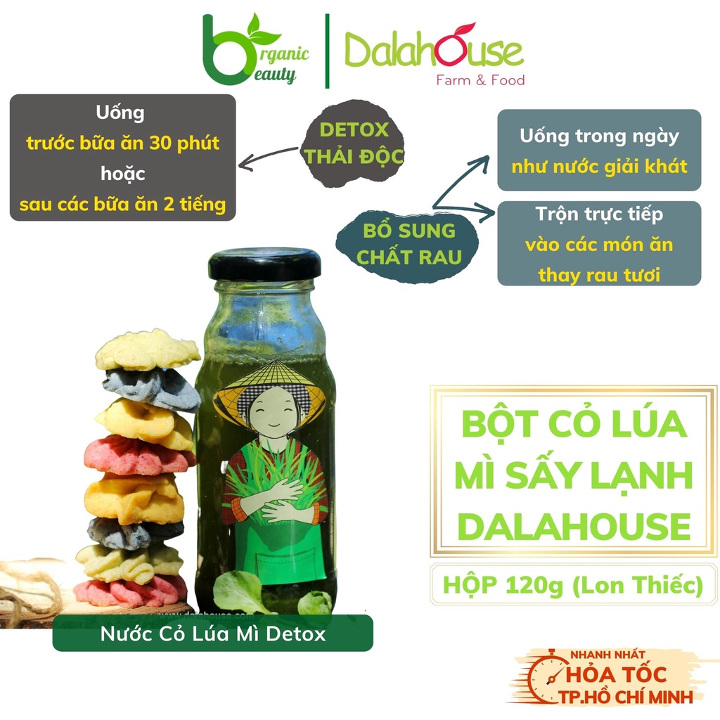 Bột Cỏ Lúa Mì Dalahouse - Bột Cỏ Lúa Mì Hữu Cơ Nguyên Chất Sấy Lạnh Dalahouse - Organic Wheatgrass Powder - Lon 120g