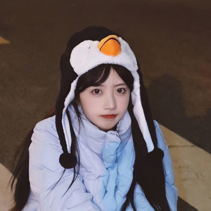 Mũ Giữ Ấm Mùa Đông Hình Chim Cánh Cụt Dễ Thương JP5