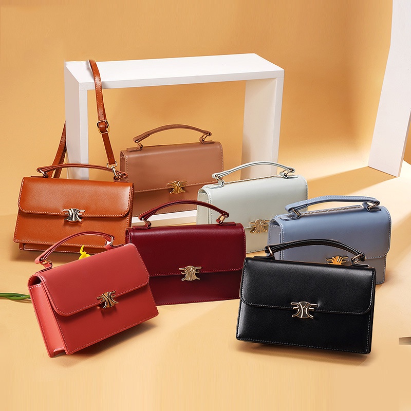 Túi Đeo Chéo Hình Vuông Nhỏ Có Khóa Kim Loại Thời Trang Cho Nữ