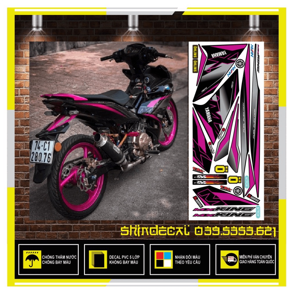 {TPHCM-FREE SHIP] TEM RỜI EXCITER 150 MXKING HỒNG ĐEN