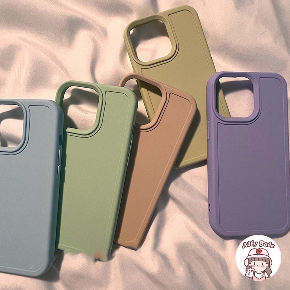 Ốp Điện Thoại Silicon Dẻo Vuông Chống Sốc Màu Nâu Cameo Cho IPhone 14 Pro Max 11 7Plus 13 12 11 Pro Max X XS XR