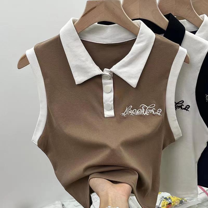 Áo Thun Polo Sát Nách Phong Cách Vintage Thời Trang Mùa Hè Dành Cho Nữ