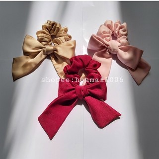 Dây cột tóc nơ trơn tiểu thư , brunchy, cột tóc vải Scrunchies