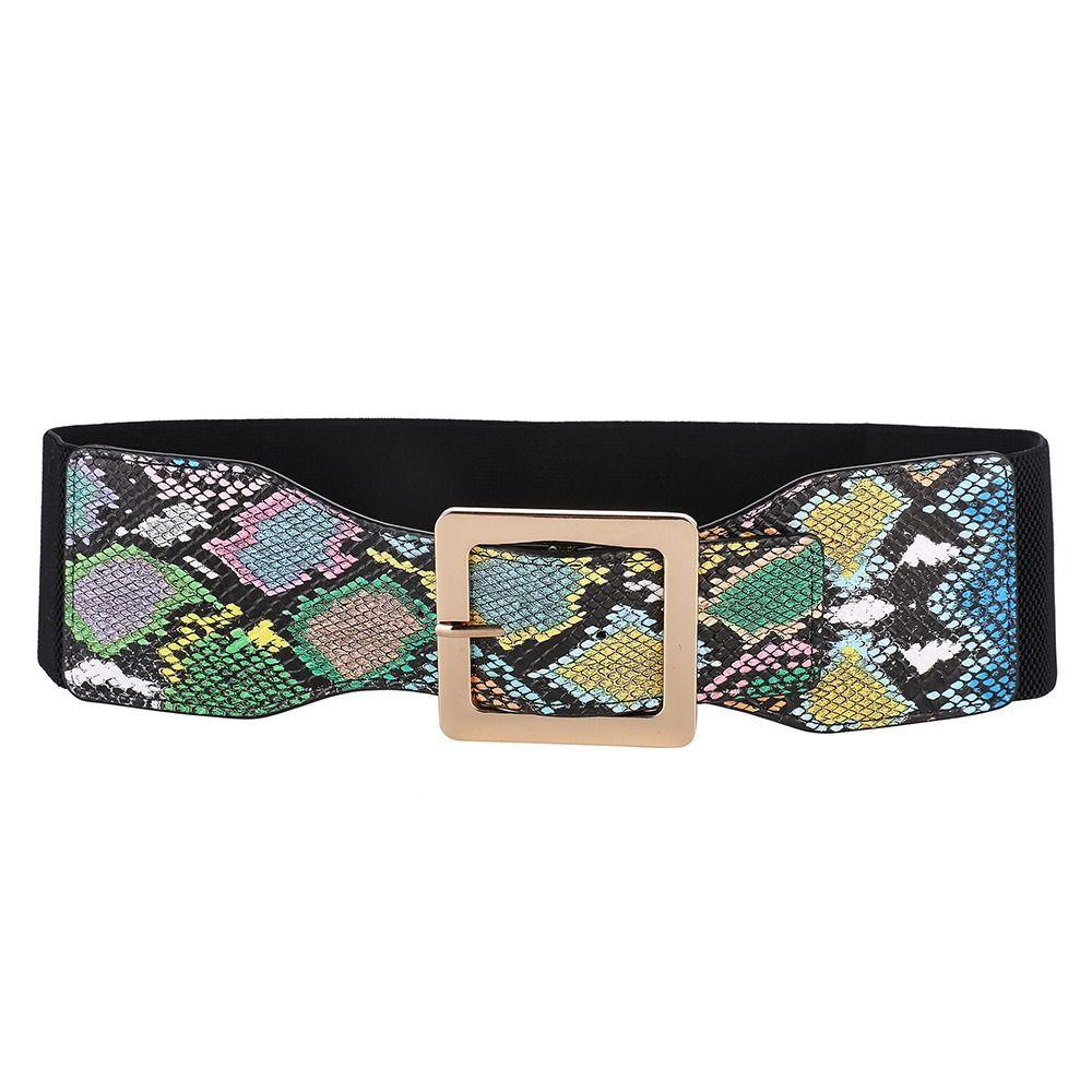 Thắt Lưng Bản Rộng Co Giãn Họa Tiết Da Rắn Thời Trang Cho Nữ