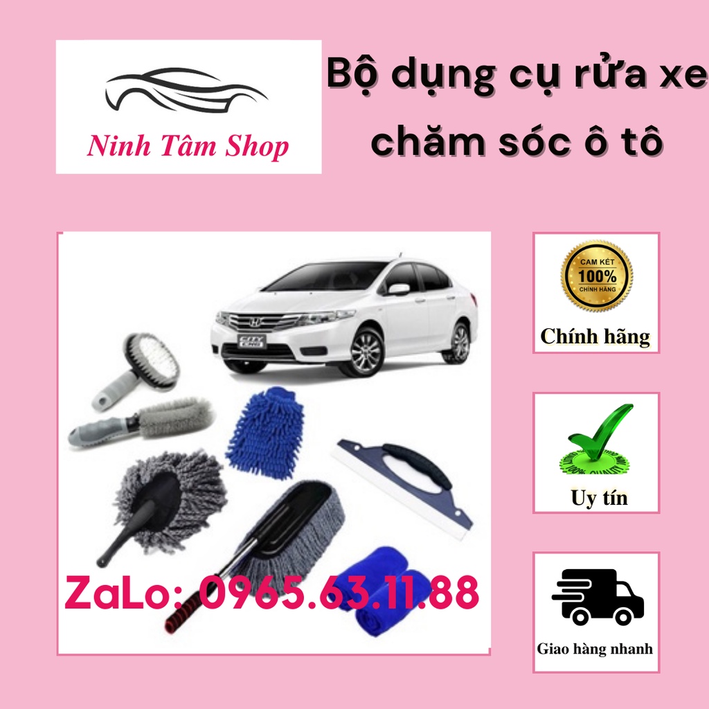 Set 08 món bộ dụng cụ chăm sóc vệ sinh làm đẹp ô tô loại 1