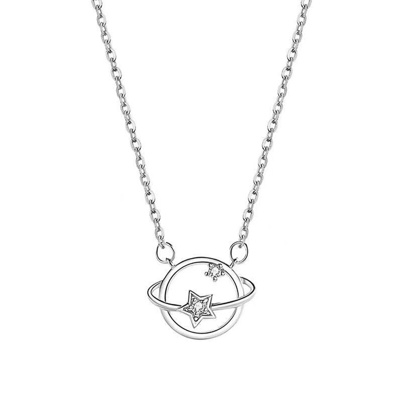 Vòng cổ Bạc Hàn Quốc Fantastic789 Mặt Hình Hành Tinh Đính Đá Zircon