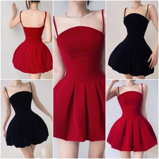 Đầm dây xoè xếp ly, đầm dây xoè công chúa đi chơi noel, Tết, dự tiệc