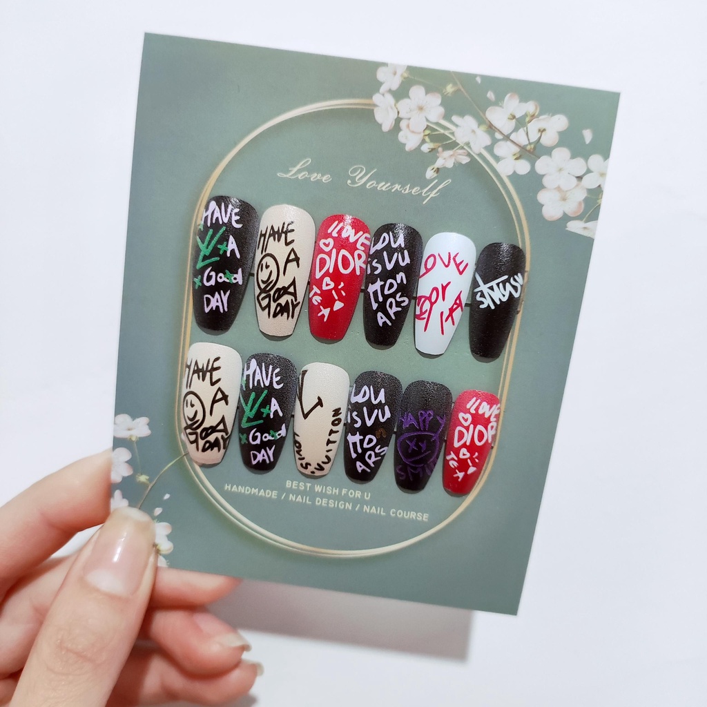 Bộ 24 Móng Tay Giả Trang Trí Nghệ Thuật