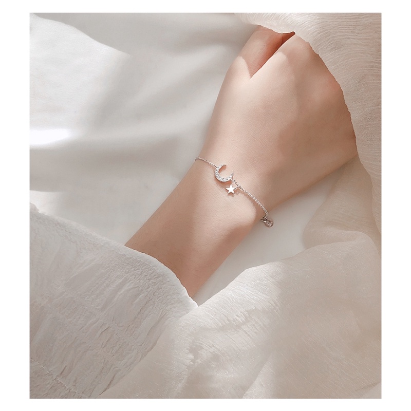 MANYUE Nữ Thời Trang Tinh Tế Vòng Tay Hình Mặt Trăng Và Ngôi Sao Đính Đá Xinh Xắn