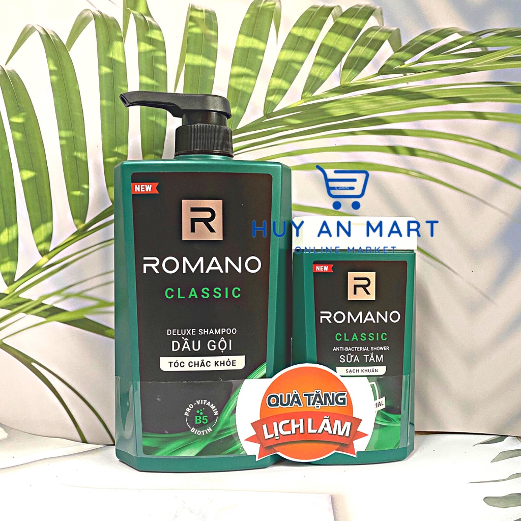 ⚡MUA 1 TẶNG 1⚡ Dầu gội Romano Classic tóc chắc khỏe 650g tặng sữa tắm Romano Classic 150g hương nam tính