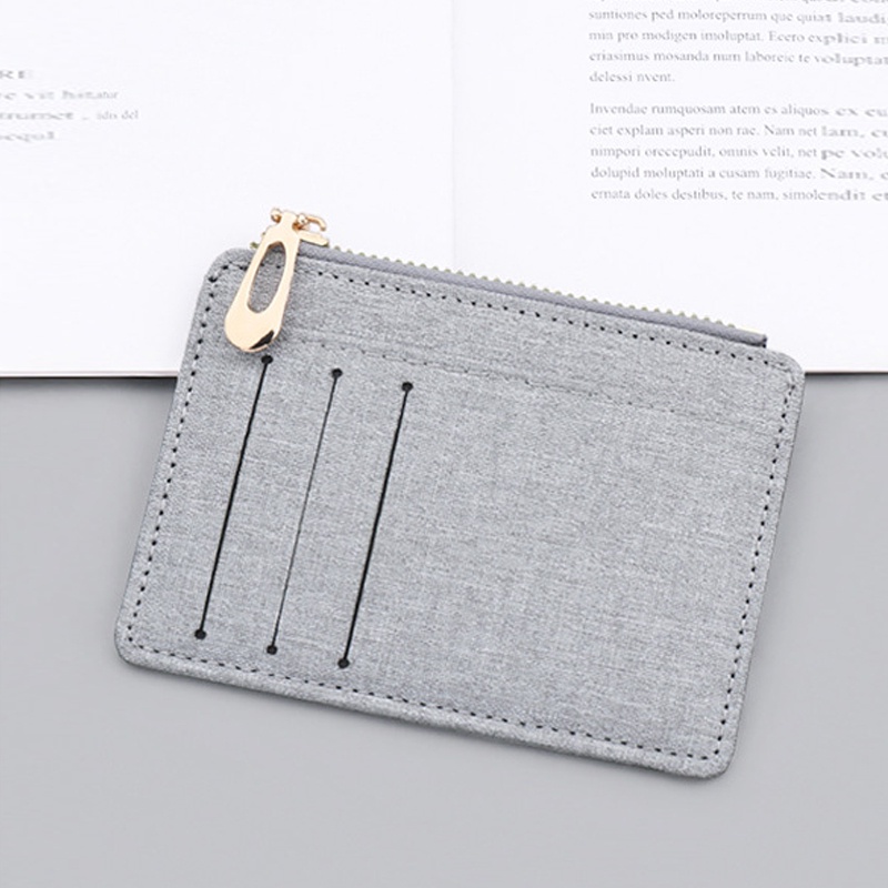 Ailigap Ví Canvas Mini Siêu Mỏng Đựng Bằng Lái Xe Có Khóa Kéo Đơn Giản