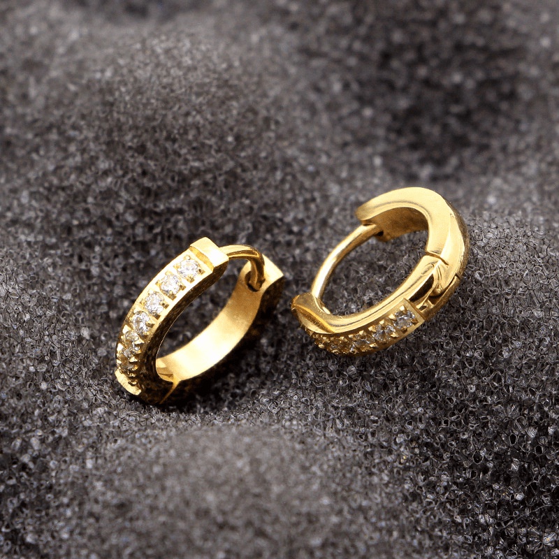 Bông tai nữ titan Doris tròn viền nửa vòng đá Gold / Silver / Rose Gold E1-405