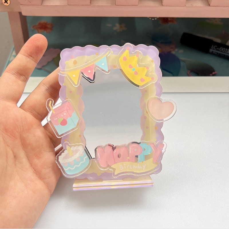 Khung Trưng Bày Ảnh Thẻ Bằng Acrylic 3inch Kèm Miếng Vá Và Dây Đeo Tiện Dụng