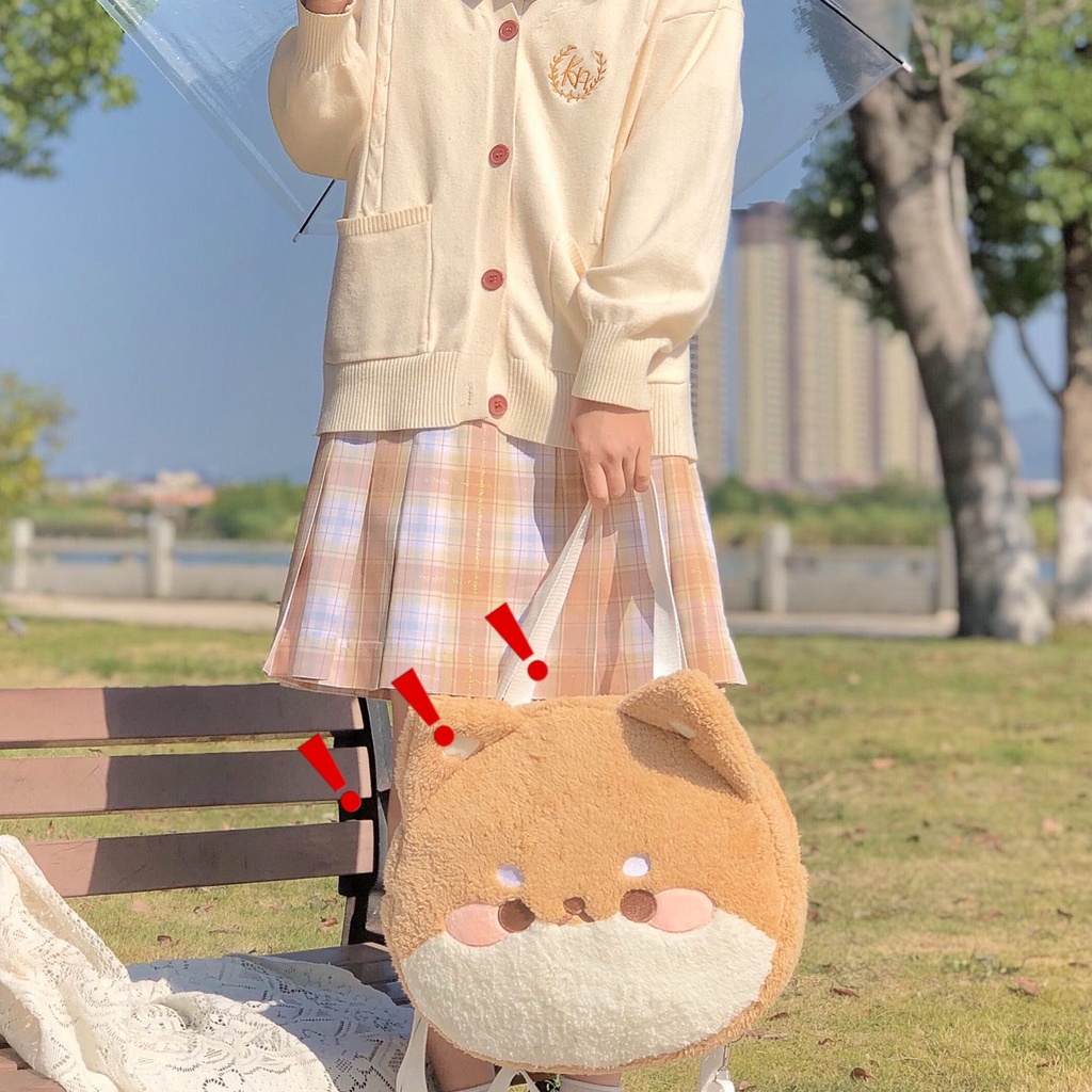 Ba Lô Bông Hình Chú Chó Shiba Inu Phong Cách Lolita Nhật Bản Đáng Yêu Kích Thước 46.6cm 40 X 35