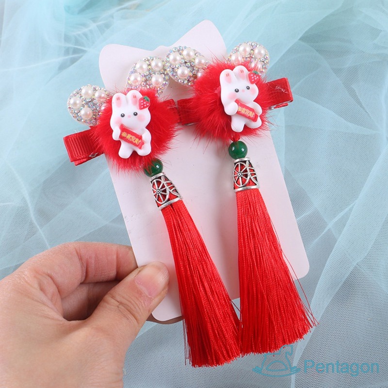 Kẹp Tóc Nơ Tua Rua Phong Cách Trung Hoa Ngọt Ngào Cho Bé Gái