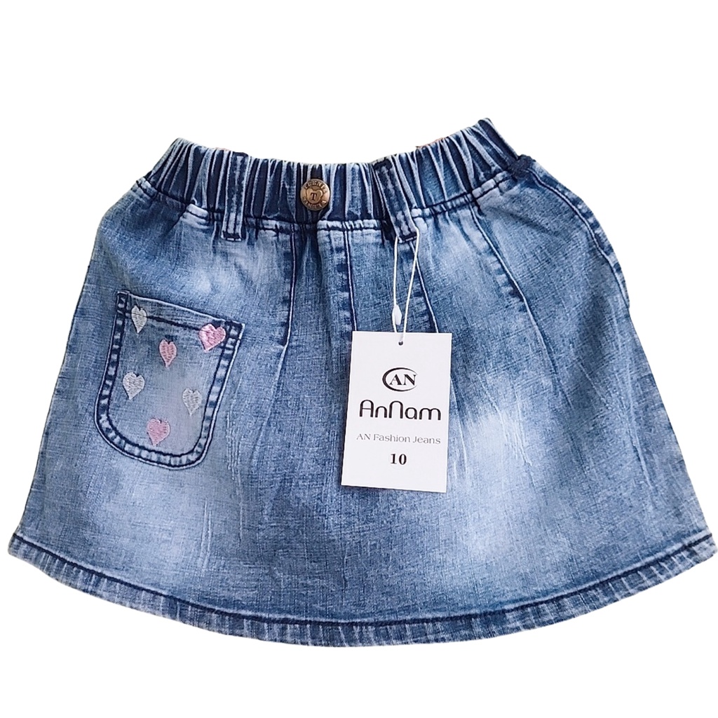 Chân Váy Jean Bé Gái Size Đại Chất Co Giãn Cao Cấp Từ 16kg Đến 30Kg