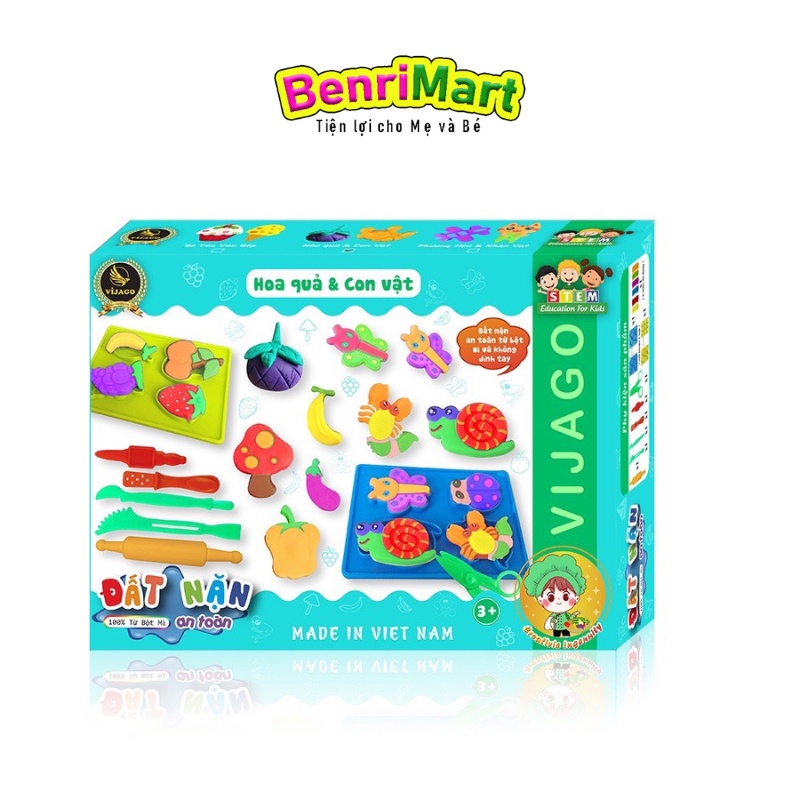 Đất Nặn Thủ Công Làm Từ Bột Mì An Toàn Kèm Khuôn Tạo Hình Đất Nặn Chủ Đề Hoa Quả Con Vật VIJAGO Cho Bé Thỏa Sức Sáng Tạo