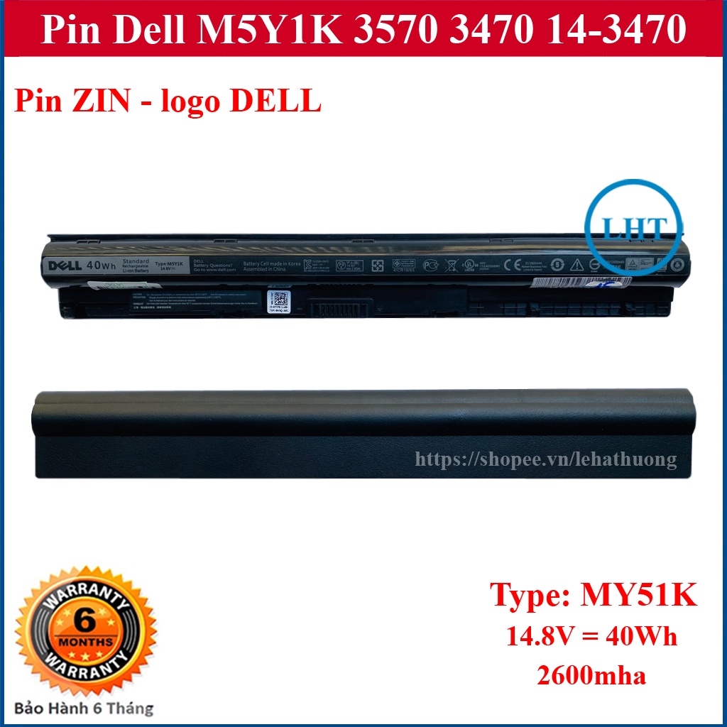 ⚡️[Pin zin] Pin Laptop Dell Vostro Inspiron 3578 3478 3576 V3478 3458 Latitude 3570 3470 14-3470 M5Y1K 40Wh
