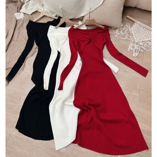 [ ẢNH TỰ CHỤP ] VÁY TRỄ VAI LEN TĂM - LEN 28 - anvintageclothes