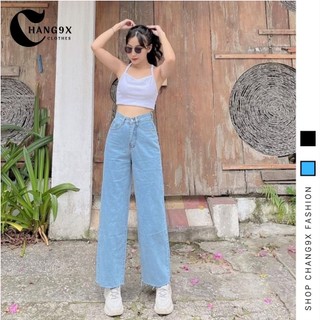 Quần jean ống rộng lai tua - Quần bò nữ cạp cao dáng suông dài không co giãn phong cách ULZZANG MT5015-5053