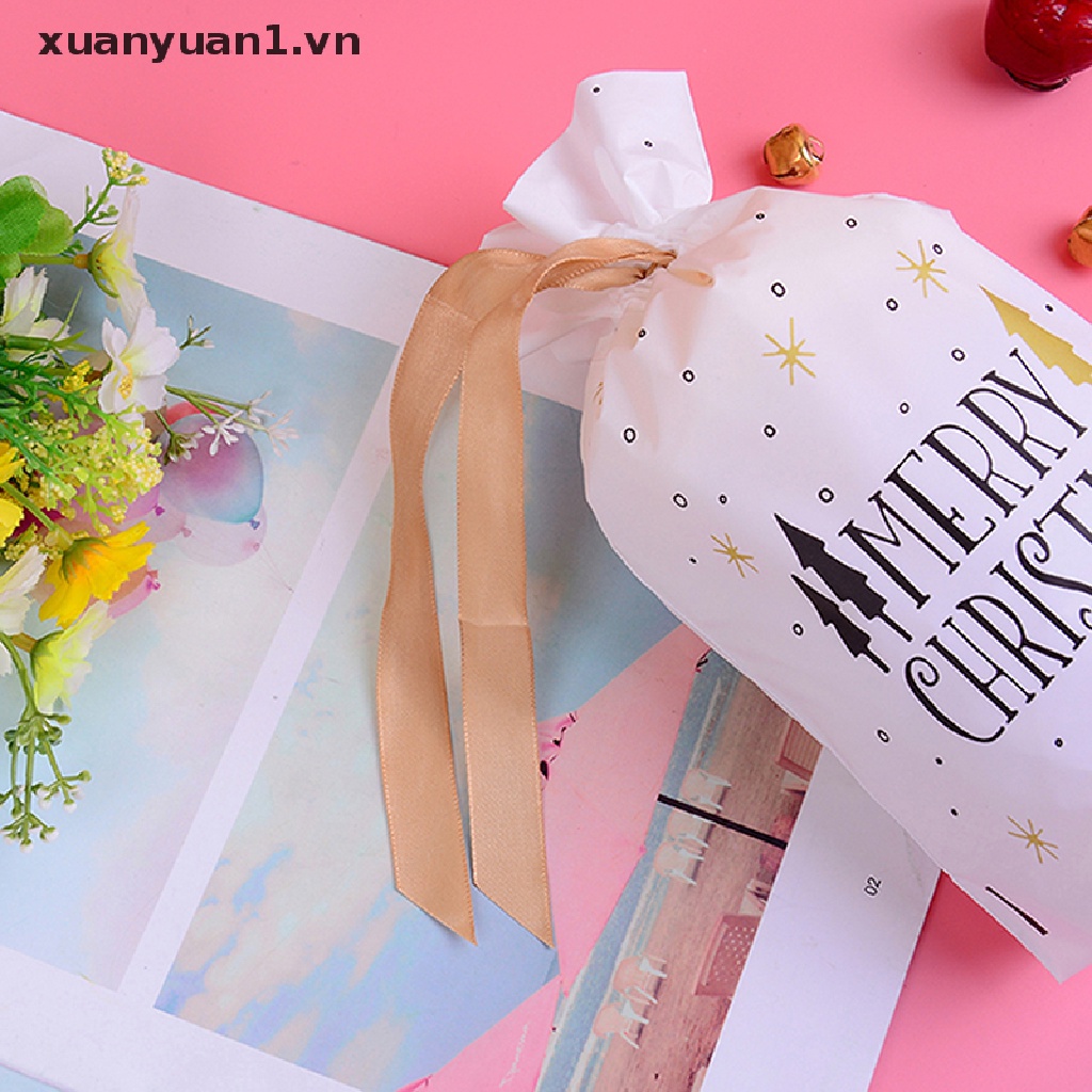 Set 10 Túi Nhựa Đựng Kẹo Họa Tiết Giáng Sinh Dễ Thương Bộ 10 Túi Đựng Kẹo Họa Tiết Tuần Lộc Giáng Sinh Dễ Thương